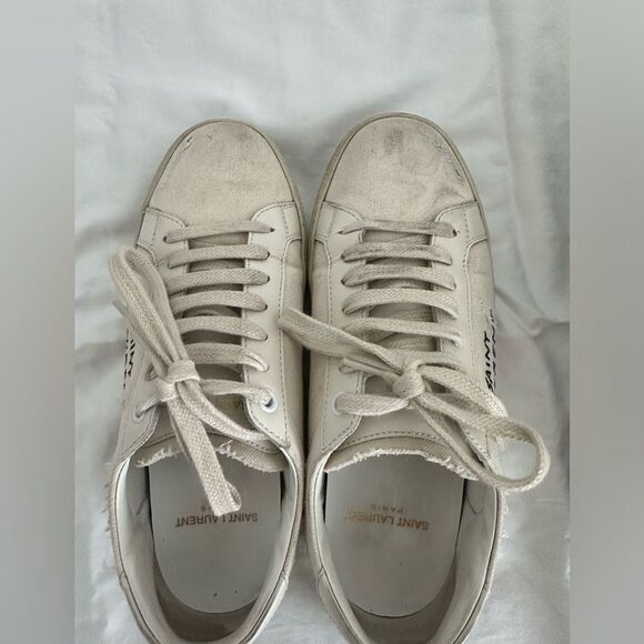 SAINT LAURENT COURT CLASSIC SL/06 EMBROIDERED SNEAKERS IN CANVAS AND LEATHER - Picture 9 of 14